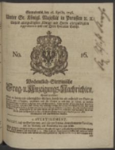 Wochentlich-Stettinische Frag- und Anzeigungs-Nachrichten. 1746 No. 16
