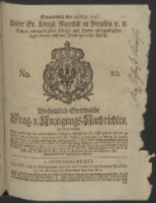 Wochentlich-Stettinische Frag- und Anzeigungs-Nachrichten. 1746 No. 20