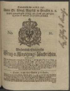 Wochentlich-Stettinische Frag- und Anzeigungs-Nachrichten. 1746 No. 21