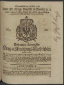 Wochentlich-Stettinische Frag- und Anzeigungs-Nachrichten. 1746 No. 22