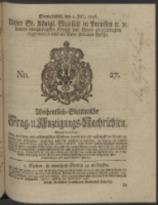 Wochentlich-Stettinische Frag- und Anzeigungs-Nachrichten. 1746 No. 27