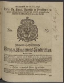 Wochentlich-Stettinische Frag- und Anzeigungs-Nachrichten. 1746 No. 29