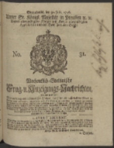 Wochentlich-Stettinische Frag- und Anzeigungs-Nachrichten. 1746 No. 31