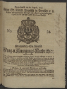 Wochentlich-Stettinische Frag- und Anzeigungs-Nachrichten. 1746 No. 34