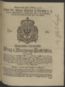Wochentlich-Stettinische Frag- und Anzeigungs-Nachrichten. 1746 No. 42