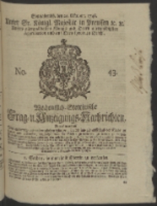Wochentlich-Stettinische Frag- und Anzeigungs-Nachrichten. 1746 No. 43