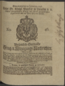 Wochentlich-Stettinische Frag- und Anzeigungs-Nachrichten. 1746 No. 46