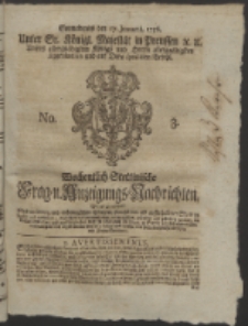 Wochentlich-Stettinische Frag- und Anzeigungs-Nachrichten. 1756 No. 3 + Anhang
