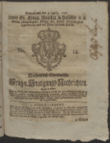 Wochentlich-Stettinische Frag- und Anzeigungs-Nachrichten. 1756 No. 14 + Anhang