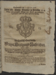 Wochentlich-Stettinische Frag- und Anzeigungs-Nachrichten. 1756 No. 15 + Anhang