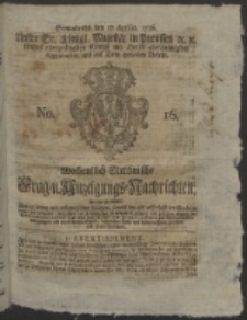 Wochentlich-Stettinische Frag- und Anzeigungs-Nachrichten. 1756 No. 16 + Anhang