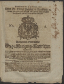 Wochentlich-Stettinische Frag- und Anzeigungs-Nachrichten. 1751 No. 2