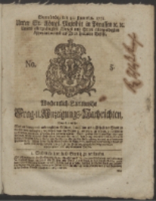 Wochentlich-Stettinische Frag- und Anzeigungs-Nachrichten. 1751 No. 5