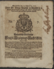 Wochentlich-Stettinische Frag- und Anzeigungs-Nachrichten. 1751 No. 7