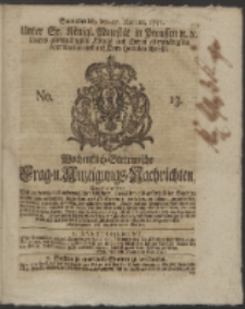 Wochentlich-Stettinische Frag- und Anzeigungs-Nachrichten. 1751 No. 13