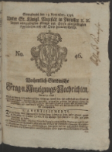Wochentlich-Stettinische Frag- und Anzeigungs-Nachrichten. 1756 No. 46 + Anhang