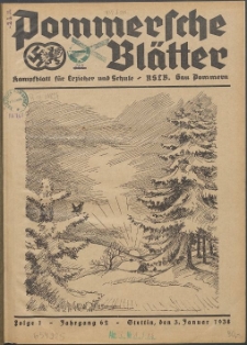 Pommersche Blätter : Kampfblatt für Erzieher und Schule. Jg. 62, 1938 Folge 1