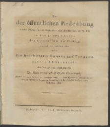 Zu der öffentlichen Redeübung 1828