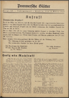 Pommersche Blätter : Kampfblatt für Erzieher und Schule. Jg. 62, 1938 Folge 5/6