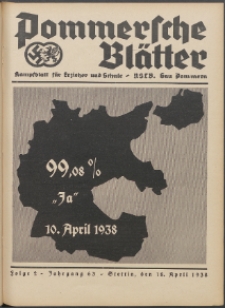 Pommersche Blätter : Kampfblatt für Erzieher und Schule. Jg. 63, 1938 Folge 2
