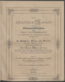 Zu der öffentlichen Redeübung 1847