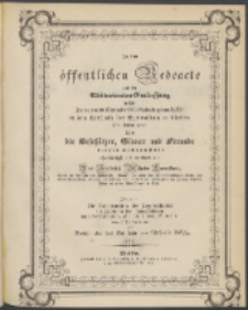 Zu der öffentlichen Redeübung 1853