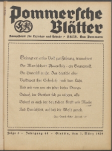 Pommersche Bl&auml;tter : Kampfblatt f&uuml;r Erzieher und Schule. Jg. 64, 1939 Folge 5