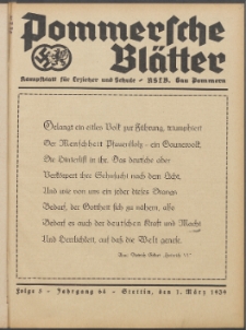 Pommersche Blätter : Kampfblatt für Erzieher und Schule. Jg. 64, 1939 Folge 5