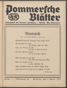 Pommersche Bl&auml;tter : Kampfblatt f&uuml;r Erzieher und Schule. Jg. 64, 1939 Folge 7