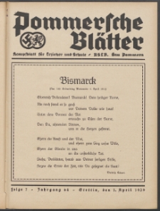 Pommersche Blätter : Kampfblatt für Erzieher und Schule. Jg. 64, 1939 Folge 7