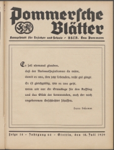 Pommersche Blätter : Kampfblatt für Erzieher und Schule. Jg. 64, 1939 Folge 14