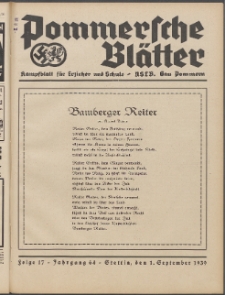 Pommersche Bl&auml;tter : Kampfblatt f&uuml;r Erzieher und Schule. Jg. 64, 1939 Folge 17
