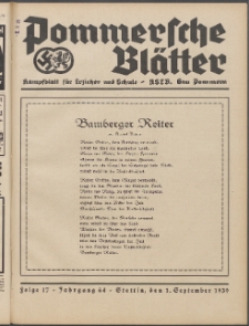 Pommersche Blätter : Kampfblatt für Erzieher und Schule. Jg. 64, 1939 Folge 17