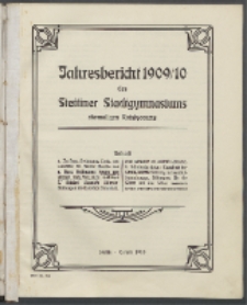 Jahresbericht des Stettiner Stadtgymnasiums, Ehemaligen Rats-Lyceums 1909/10