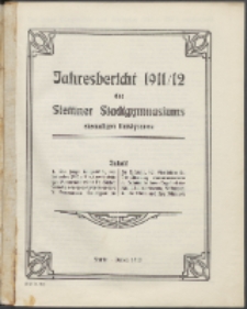 Jahresbericht des Stettiner Stadtgymnasiums, Ehemaligen Rats-Lyceums 1911/12