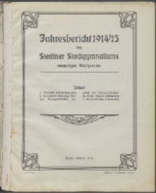 Jahresbericht des Stettiner Stadtgymnasiums, Ehemaligen Rats-Lyceums 1914/15