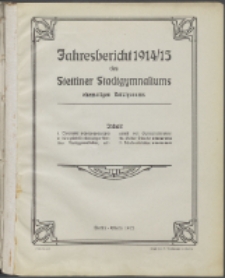 Jahresbericht des Stettiner Stadtgymnasiums, Ehemaligen Rats-Lyceums 1914/15