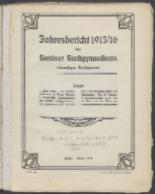 Jahresbericht des Stettiner Stadtgymnasiums, Ehemaligen Rats-Lyceums 1915/16