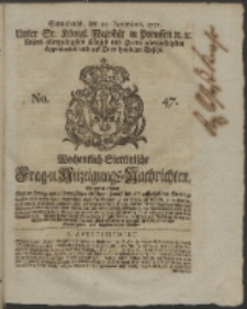 Wochentlich-Stettinische Frag- und Anzeigungs-Nachrichten. 1751 No. 47