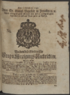 Wochentlich-Stettinische Frag- und Anzeigungs-Nachrichten. 1748 No. 1