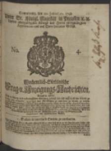 Wochentlich-Stettinische Frag- und Anzeigungs-Nachrichten. 1748 No. 4