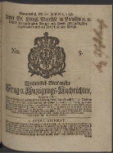 Wochentlich-Stettinische Frag- und Anzeigungs-Nachrichten. 1748 No. 5