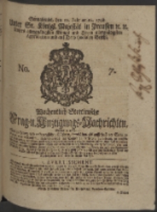 Wochentlich-Stettinische Frag- und Anzeigungs-Nachrichten. 1748 No. 7