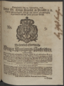 Wochentlich-Stettinische Frag- und Anzeigungs-Nachrichten. 1748 No. 9