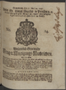 Wochentlich-Stettinische Frag- und Anzeigungs-Nachrichten. 1748 No. 14