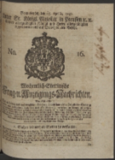 Wochentlich-Stettinische Frag- und Anzeigungs-Nachrichten. 1748 No. 16