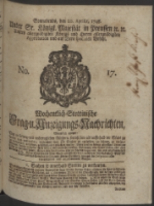 Wochentlich-Stettinische Frag- und Anzeigungs-Nachrichten. 1748 No. 17