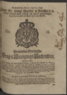 Wochentlich-Stettinische Frag- und Anzeigungs-Nachrichten. 1748 No. 18