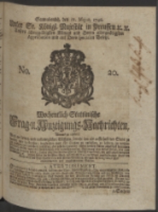 Wochentlich-Stettinische Frag- und Anzeigungs-Nachrichten. 1748 No. 20