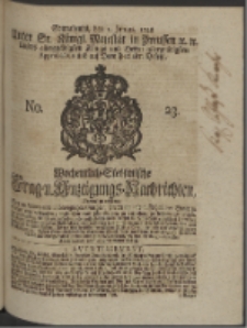 Wochentlich-Stettinische Frag- und Anzeigungs-Nachrichten. 1748 No. 23